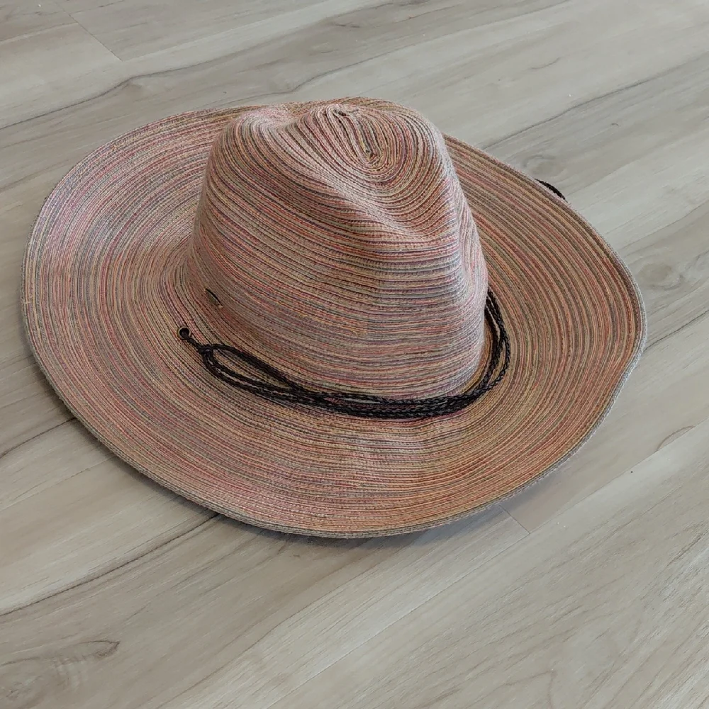 Scala Multicolor Straw Sun Hat with Black Band - Picture 1 of 6